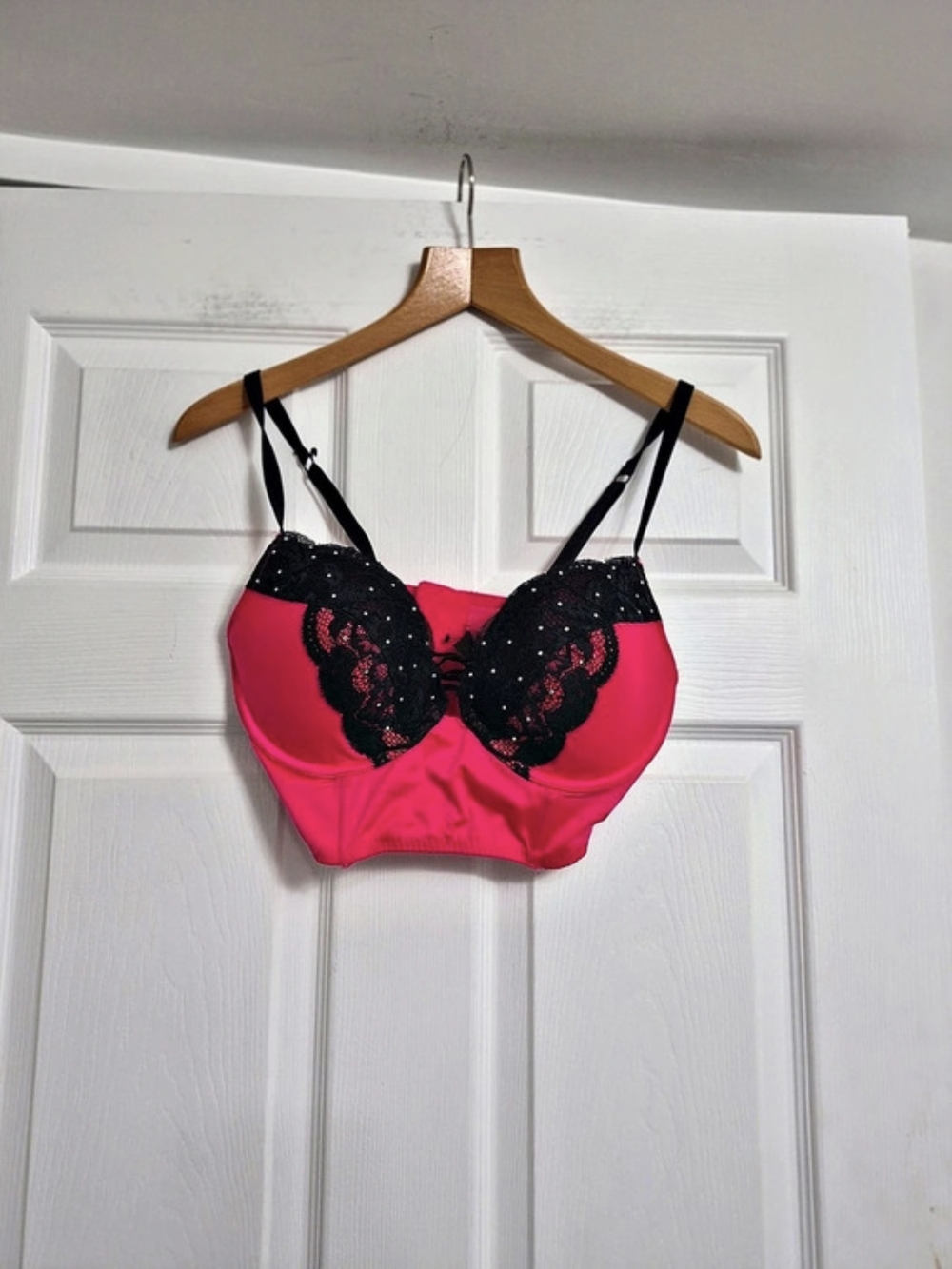 La Senza Lace Push-Up Bra in Pink & Black 36D Like New